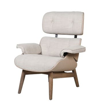 Woven Recliner Chair with Footstool, Cream