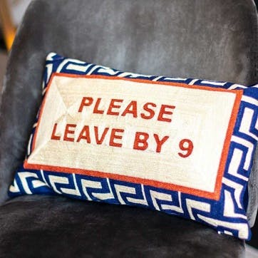 Please Leave By 9 Cushion 30cm x 50cm, White/Red