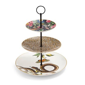 3 Tier Cake Stand, Florla/Leopard