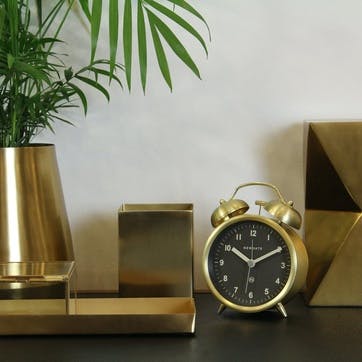 Charlie Bell Alarm Clock, Dia. 9.7cm, Brass