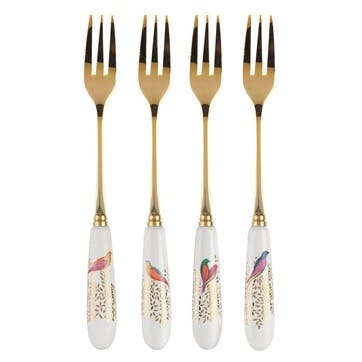 Set of 4 pastry forks, 15cm, Sara Miller London, Chelsea Collection, cream/gold