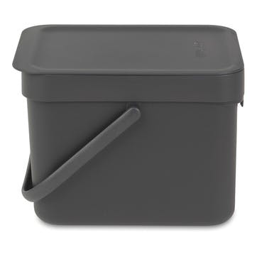 Sort & Go Waste Bin, 6L, Grey