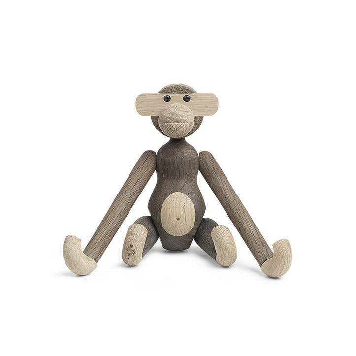 Monkey Wooden Figurine, Small, Oak/Smoked Oak