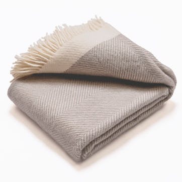 Blanket, 130 x 250cm, Atlantic Blankets, Herringbone, grey/cream wool