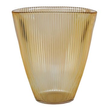 Ribbed Vase H24.5cm, Amber