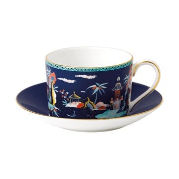 Wonderlust Blue Pagoda Teacup & Saucer