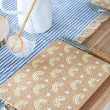 Rainbow Set of 4 Cork Placemats 29 x 21.5cm, Natural/White