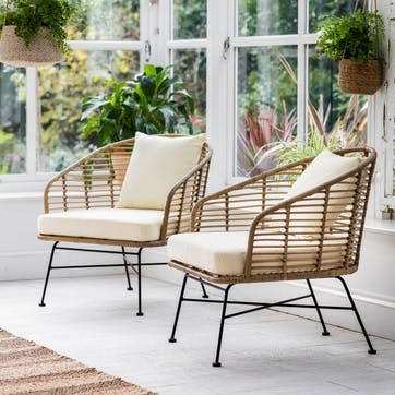 Pair of armchairs, H78.3 x D74.5 x W66.5cm, Garden Trading Company, Hampstead, natural/bamboo