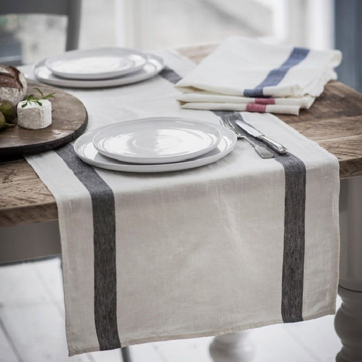 Arles Table Runner, Charcoal Stripe, 47 x 140cm