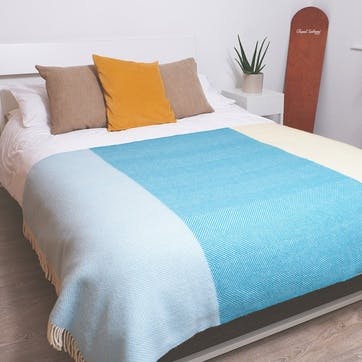 Noon Tides Blanket, 130 x 250cm, Turquoise/Blue/Cream