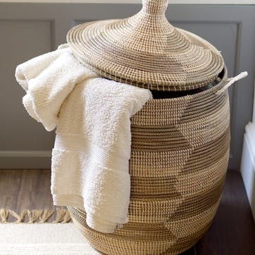 Ali Baba Laundry Basket, Medium, Natural/ Grey