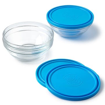 Freshbox Set of 3 Round Food Containers with Lids, Clear