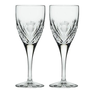 Scottish Thistle Set of 2 Wine Glasses 280ml, Clear