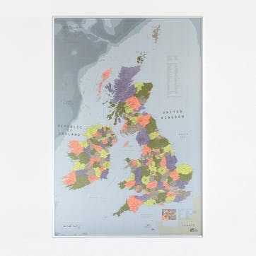 Framed map of British Isles, H100 x W68 x D3.5 cm, The Future Mapping Company, Country/Continent Maps, Multi