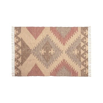 Kulia Wool and Cotton Rug 120 x 180cm, Rust, Faded Black & Natural