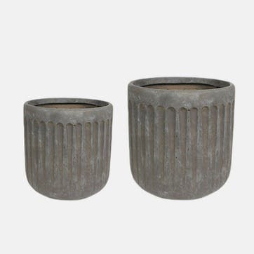 Fibreclay, Set Of 2 Planters, Taupe