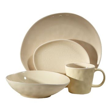 Vie Naturelle 16 Piece Dinner Set,  Cream