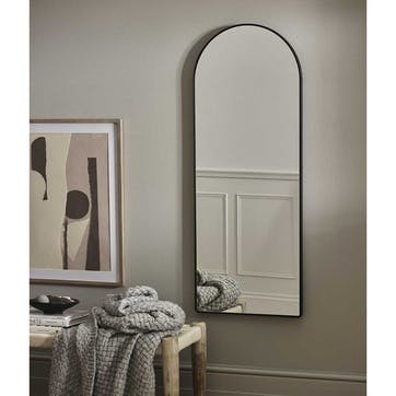 Chiltern Narrow Arch Mirror, H120 x W46 x D2.5cm, Black