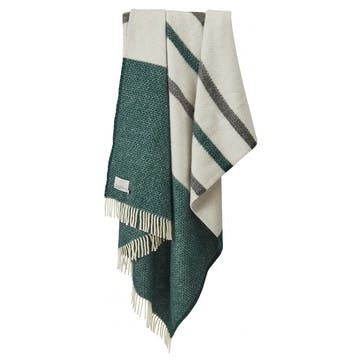 Brecon Pure Wool Throw 150 x 183cm, Emerald & Charcoal