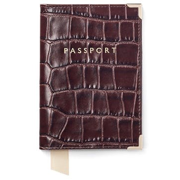 Plain Passport Cover L14 x W9.5cm, Amazon Brown Croc