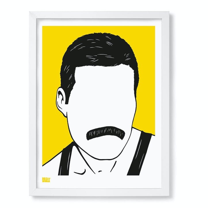Freddie Mercury Screen Print, 30cm x 40cm, Yellow