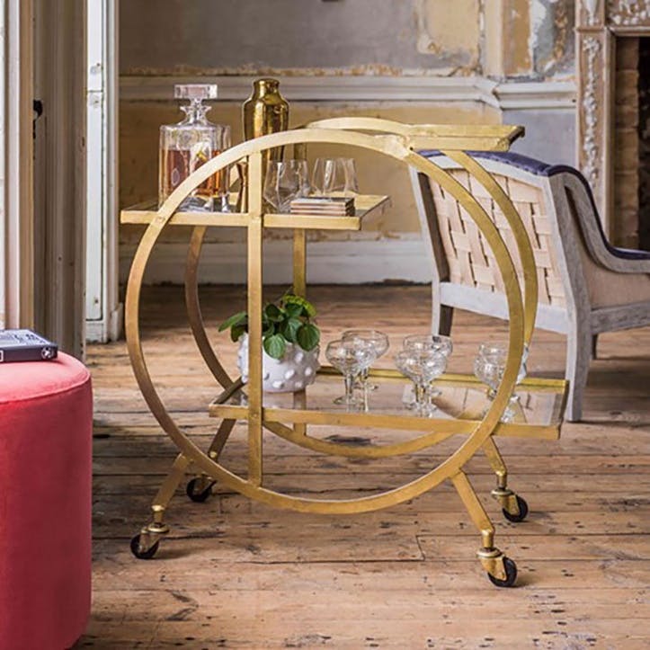 Kara Circular Trolley In Brass