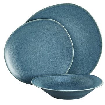 Duna 12 Piece Dinner Set with Deep Plates , Reactif Blue