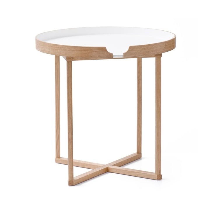 Damien Round Tray Table, White