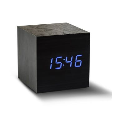 Cube Click Black Clock/ Blue LED, 6.8cm