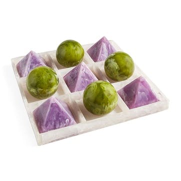 Mustique Tic Tac Toe Set 27 x 27cm, Green & Lavender