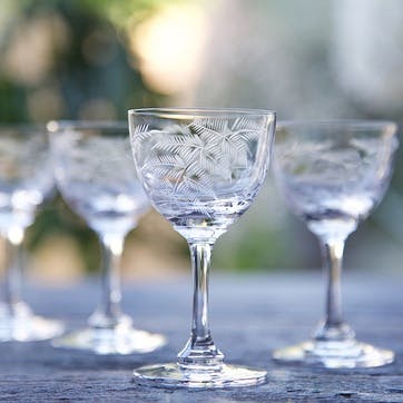 Ferns Crystal Liqueur Glasses, Set Of 6