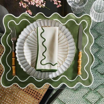 Meadow Set of 4 Napkins, L40 x W40cm, Green & White