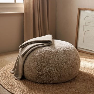 Sheepskin Cosy Pouffe H35 x D60cm, Oatmeal