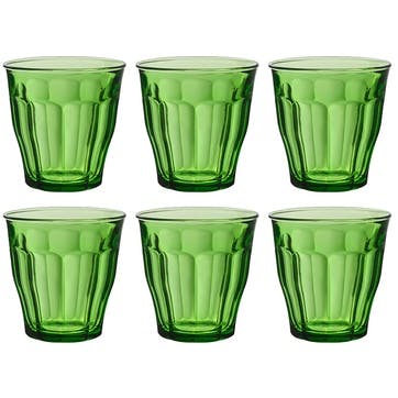 Picardie Set of 6 Tumblers, 250ml, Jungle Green