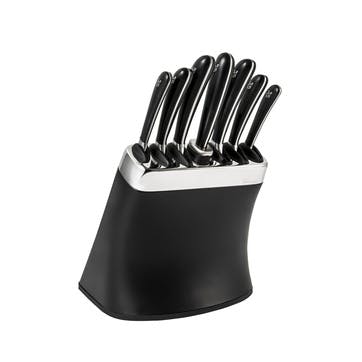 Signature Knife Block Set with 6 Knives & Steel Sharpener, Black