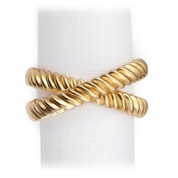 Deco Twist Napkin Rings, Gold, Set of 4