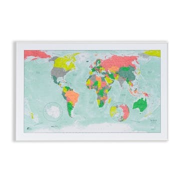 Framed world map, H64.5 x W100 x D2.5 cm, The Future Mapping Company, World Maps, Multi