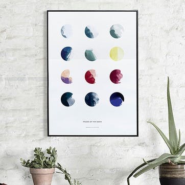 Moon Phases Framed Print 30 x 40cm, Multi