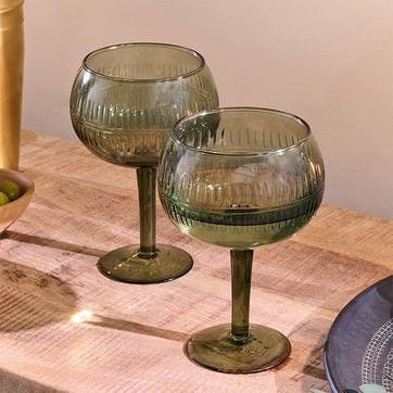 Mila Set of 2 Gin Glasses 600ml, Dark Emerald