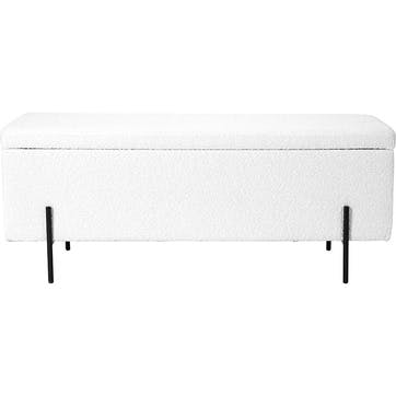 Catania Bouclé Storage Bench , White