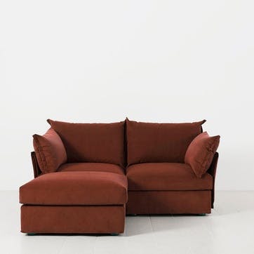 Model 06 Velvet 2 Seater Sofa With Chaise, Brick