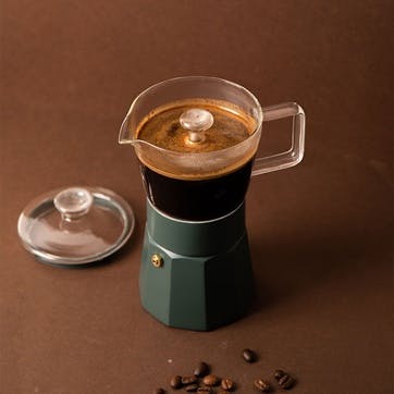 Verona Glass Espresso Maker 290ml, Green