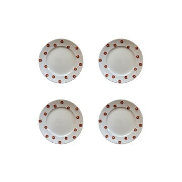 Winter Daisy Set of 4 Side Plates H 3cm, W 22cm, D 22cm, White