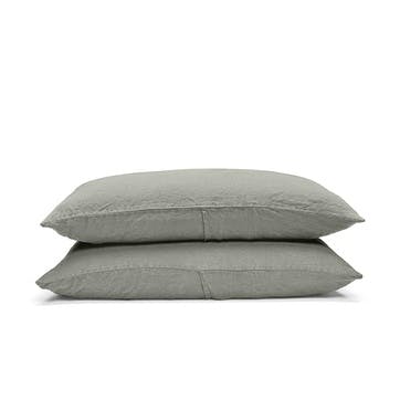 Linen Pair of Standard Pillowcases, Moss