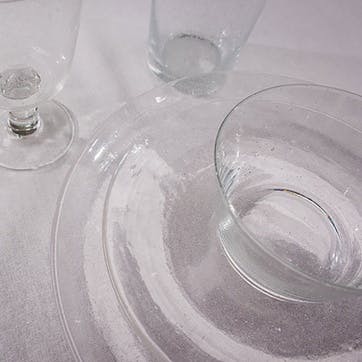 Recycled Set of 2 Glass Plates D26.5cm, Pearl White