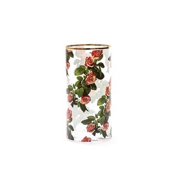 Toiletpaper Roses Cylindrical Vase H30cm, Multi