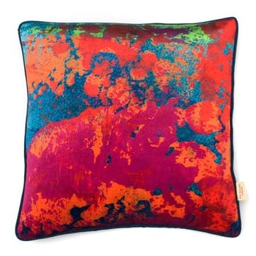 Square velvet cushion, W49cm x H49 cm, Susi Bellamy, Paesaggio scarlatto abstract, Pink