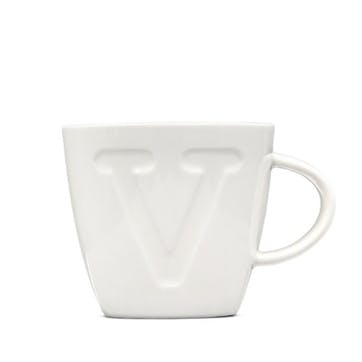 Alphabet V Mug, 380ml, Cream