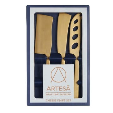 Brass Finish Cheese Knives, Set of 3