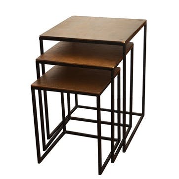 Nesting Tables, Set of 3, Oiled Bronze